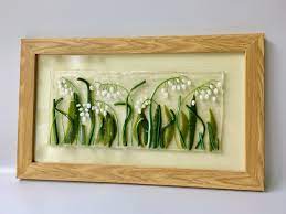 Fused Glass Wall Art Fused Glass Lily Of The Valley Glass Lily Of The Valley Gifts Woodland Nature Cornish Cornwall Irish Ireland Fused Glass Glass Wall Art Fused Glass Wall Art