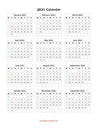 Free 2021 calendars in pdf, word and excel. Download Blank Calendar 2021 12 Months On One Page Vertical
