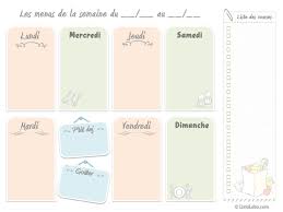 Modele De Menu De La Semaine A Imprimer Planning De Repas Sous Forme De Semainier Vierge Modeles De Menu Menu Semaine Planning Vierge