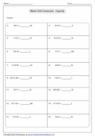 Metric Unit Conversion Worksheets