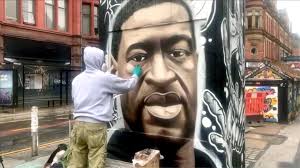 In solidarity and as a symbol of global injustices, a syrian artist painted a mural to george floyd on a bombed idlib building by joseph hincks june 6, 2020 12:21 pm edt Street Artist Paints George Floyd Mural In Manchester Cgtn