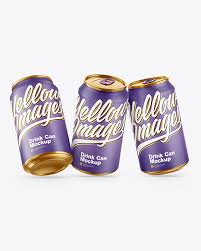 Download 46 Three Metallic Cans Matte Finish Psd Mockup Psd PSD Mockup Templates