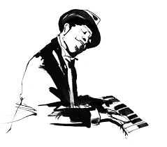 Black And White Illustration Jazz Piano Player Black White Ink Illustration By Eri Griffin Http Www Erigriffin Com Ink Illustrations Black And White Drawing Music Illustration