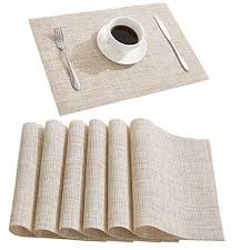 Amazon Com Nacial Beige Place Mats Waterproof Placemats Washable Wipeable Table Mats Set Of 6 For Dining Table Ki Table Mats Placemats Dining Table In Kitchen