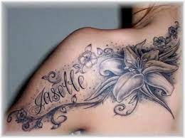 Left Shoulder Tattoo Of My Daughters Name Shoulder Tattoo Daughters Name Tattoo Neck Tattoo