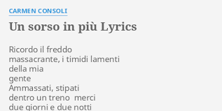 Confusa e felice , 1997. Un Sorso In Piu Lyrics By Carmen Consoli Ricordo Il Freddo Massacrante
