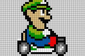Mario Kart Luigi Pixel Art In 2020 Pixel Art Pixel Art Design Lego Art
