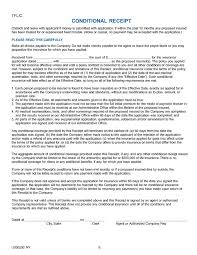 Conditional binding receipt — a receipt involved in life, health and certain property insurance contracts; Application For Flexible Premium Variable Life Insurance Policy