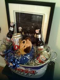 Here Is The Other Gift Baskets For Johns Birthday Still Coors Light With A Large Black And White Photo Of Him Themed Gift Baskets Birthday Basket Gift Baskets