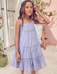 Twirly Woven Dress White Iris Purple Sweet Berry Twirly Woven Dress This Four Tiered Printed Dress Is Fully Lined In Cotto Woven Dress Dresses Girl Outfits