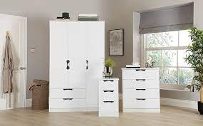 Some double up as mirrors, some have bedroom drawers in them, but every bedroom needs one (or two!) wardrobes are a bedroom essential for keeping. Camden White High Gloss 3 Piece 3 Door Wardrobe Bedroom Furniture Set Furniture And Choice