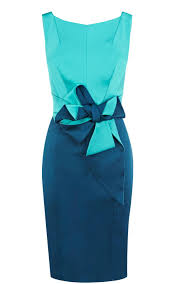 Karen Millen Bow Satin Stretch Dress Turquoise Stretch Satin Dress Karen Millen Dress Karen Millen