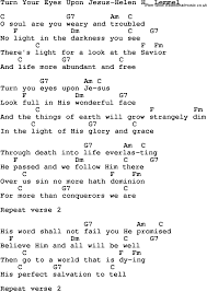 Country Southern And Bluegrass Gospel Song Turn Your Eyes Upon Jesus Helen H Lemmel Lyrics With Chor Christian Ukulele Songs Worship Songs Lyrics Music Chords