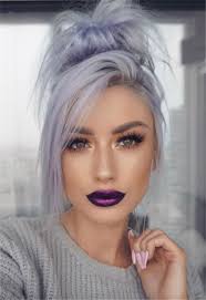 Stunning Purple Lipstick Makeup Ideas For You Stunning Makeup Looks Purple Lipstick Purple Lips Purple Lips Makeup Lavender Hair Cool Hair Color Lilac Hair