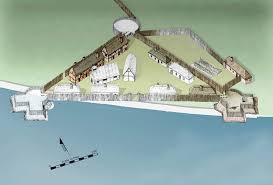 Artist's reconstruction of Fort James ...