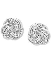 Macy S Diamond Love Knot Stud Earrings 1 10 Ct T W In Sterling Silver Reviews Earrings Jewelry Watches Macy S Knot Stud Earrings Stud Earrings Knot Studs
