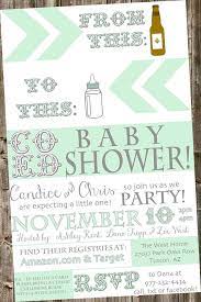 Baby Shower Invitation From Beer Bottle To Baby Bottle Mint White Co Ed Typography Coed Baby Shower Invitations Coed Baby Shower Baby Shower Invitations