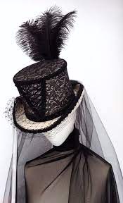 Gothic Victorian Corset Ivory Black Lace Wedding Hat Victorian Hats Fancy Hats Steampunk Top Hat