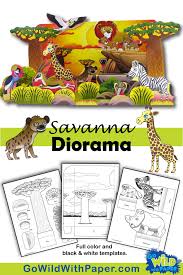 Savanna Habitat Craft Activity African Grassland Habitat Diorama Paper Model Diorama Kids Habitat Activities Animal Habitats