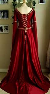 Red Dress Medieval Dress Fantasy Gowns Celtic Dress
