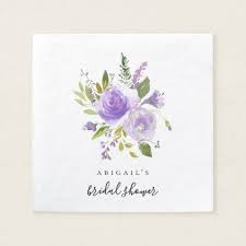 Bridal Shower Custom Napkins Lilac Floral Watercol Zazzle Com Bridal Shower Decorations Diy Wedding Cocktail Napkins Paper Napkins Wedding
