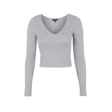 Black And White Crop Top Long Sleeve Topshop Ribbed V Neck Top 16 Liked On Polyvore Featuring Tops Shirts Crop Grey Long Sleeve Shirt Lightweight Long Sleeve Shirt Long Sleeve Ribbed Shirt