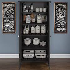 Antique vintage art deco sterilizer wood medical cabinet, dental barber cabinet. Bush Furniture Salinas Kitchen Pantry Cabinet With Doors In Vintage Black Pricepulse