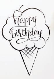Black And White Ice Cream Happy Birthday Black White Ice Cream Cone Color Book Style Alles Gute Zum Geburtstag Typografie Zitate Zum Thema Geburtstag Ideen Fur Geburtstagskarten