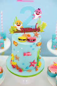 Baby Shark Birthday Party Kara S Party Ideas Shark Birthday Shark Theme Birthday Shark Themed Birthday Party