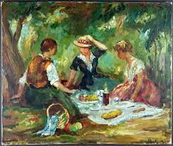 Luncheon On The Grass Painting Artist Oil On Canvas