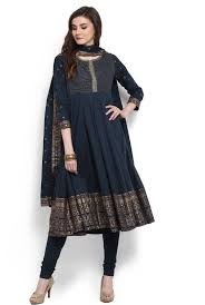 Biba Printed Kurta Churidar Buy Navy Blue Biba Printed