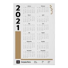 Gold 2021 Corporate Wall Calendar Poster Zazzle Com In 2020 Calendar Poster Wall Calendar Design Wall Calendar