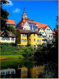 Tubingen Holderlin Tower City With Reflexions On The River Neckar In Tuebingen Germany Tower City Tubingen Germany