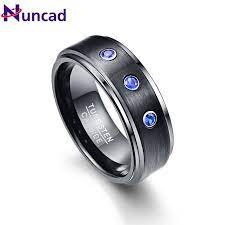 Nuncad Blue Stone Tungsten Ring Wedding Brand 8mm Tungsten Carbide Rings For Men Jewelry With Gift Box Retro Ring Engagement Rings Rings