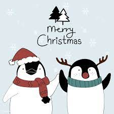 Download Premium Vector Of Hand Drawn Penguins Wishing A Merry Christmas Christmas Drawing How To Draw Hands Merry Christmas