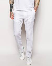 Mens one button suit 2pcs slim fit blazer jacket pants western style party new l. Asos Brand Slim Fit Suit Cropped Suit Pants In 100 Linen 72 Asos Lookastic