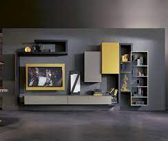 Contemporary Tv Wall Unit Lacquered Wood Elm Side 5 Fimar Srl Living Room Wall Units Living Room Tv Wall Living Room Tv Unit Designs