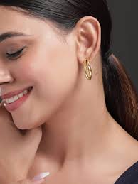 Gold Plated Stainless Steel Double Hoops Earrings