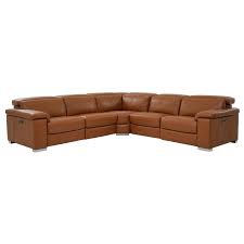 Charlie Tan Leather Power Reclining Sectional El Dorado Furniture Reclining Sectional Leather Reclining Sectional Power Recliners