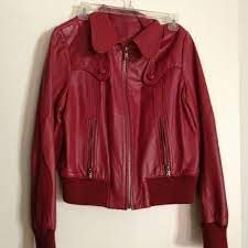 Reduced Guess Red Leather Biking Jacket Red Leather Jackets Red Leather Jacket