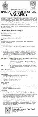 1 to 10 of 194 vacancies. Insurance Officer Legal National Insurance Trust Fund