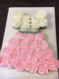 Pink White And Grey Cupcake Dress For A Baby Shower That I Made Baby Shower Cupcake Dress Baby Shower Dresses