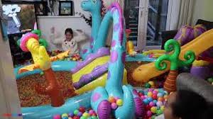 Bad baby tiana steals giant lol big surprise ball and go to jail toys andme pretend play 1. Bad Baby Tiana Magic Orbeez Inflatable Water Slide Pool Party In House Dad Youtube