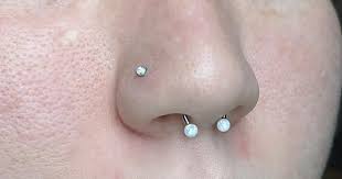 Finally Got My Nostril And Septum To Match White Opal Piercing Earings Piercings Diy Nose Rings Cute Piercings