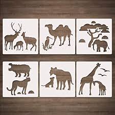 Check spelling or type a new query. Amazon Com Codohi African Wild Safari Animals Stencils 6 Pcs Giraffe Tiger Rhino Camel Ostrich Template For Painting On Wood Card Making Diy Projects 5 1 X5 1 Furniture Decor