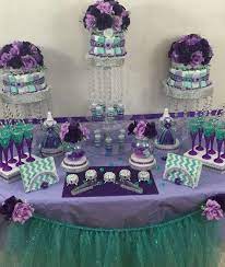 Little Mermaid Baby Shower Baby Shower Party Ideas Photo 1 Of 7 Baby Shower Purple Purple Baby Shower Decorations Baby Shower Princess