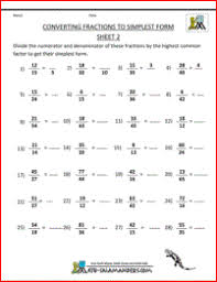 Simplify Fraction Converting Fractions To Simplest Form 2 Fractions Worksheets Simplifying Fractions Simplest Form Fractions