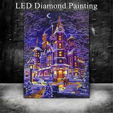 Diamond painting is the name of a mosaic art form in which the artist creates a painting by sticking small resins that sparkle like diamonds on a canvas that has corresponding numbers printed by all the colors of the diamonds. Heebenor Factory Led Light 5d Diamond Art Painting Kitchen Castle Style Diy Diamond Mosaic With Frame Diamond Embroidery Diamond Painting Cross Stitch Aliexpress
