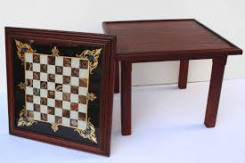 The playing surface in the center of the table is 20 x 20. English Low Cocktail Or Coffee Table With Chess Board Top For Sale At 1stdibs