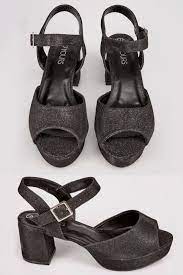 Wide Fit Heels Black Textured Block Heel Sandals With Glitter Finish In True Eee Fit 154087 Wide Fit Shoes Block Heels Sandal Shoes